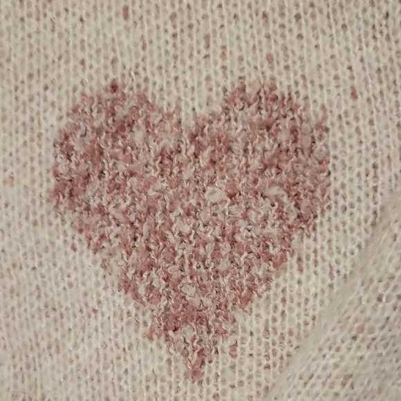 Maurices Cream and Pink Heart Cardigan - Picture 2 of 3